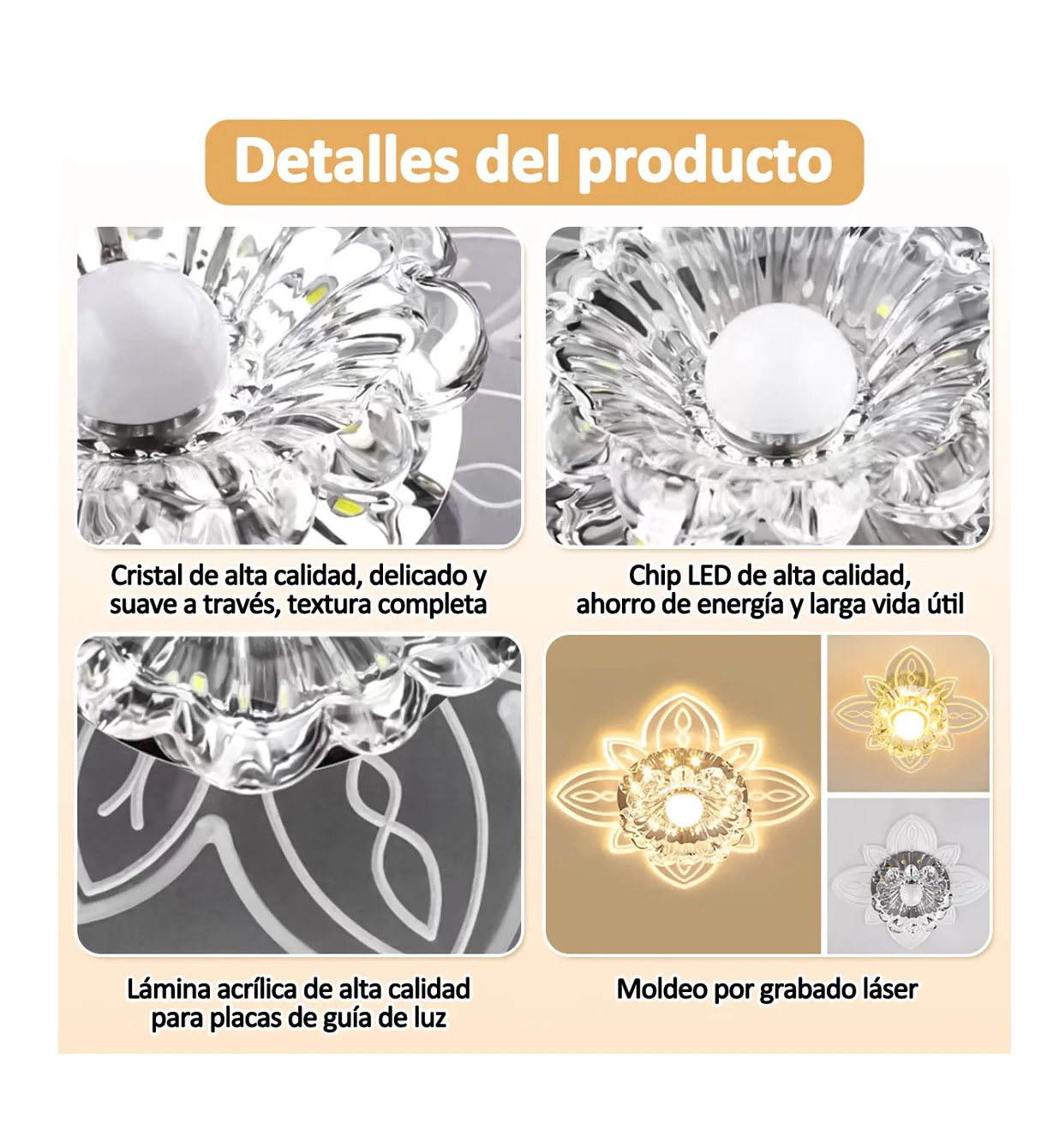 Foto 4 pulgar | Lámpara De Techo Colgante Moderna Decorativa De Cristal Led