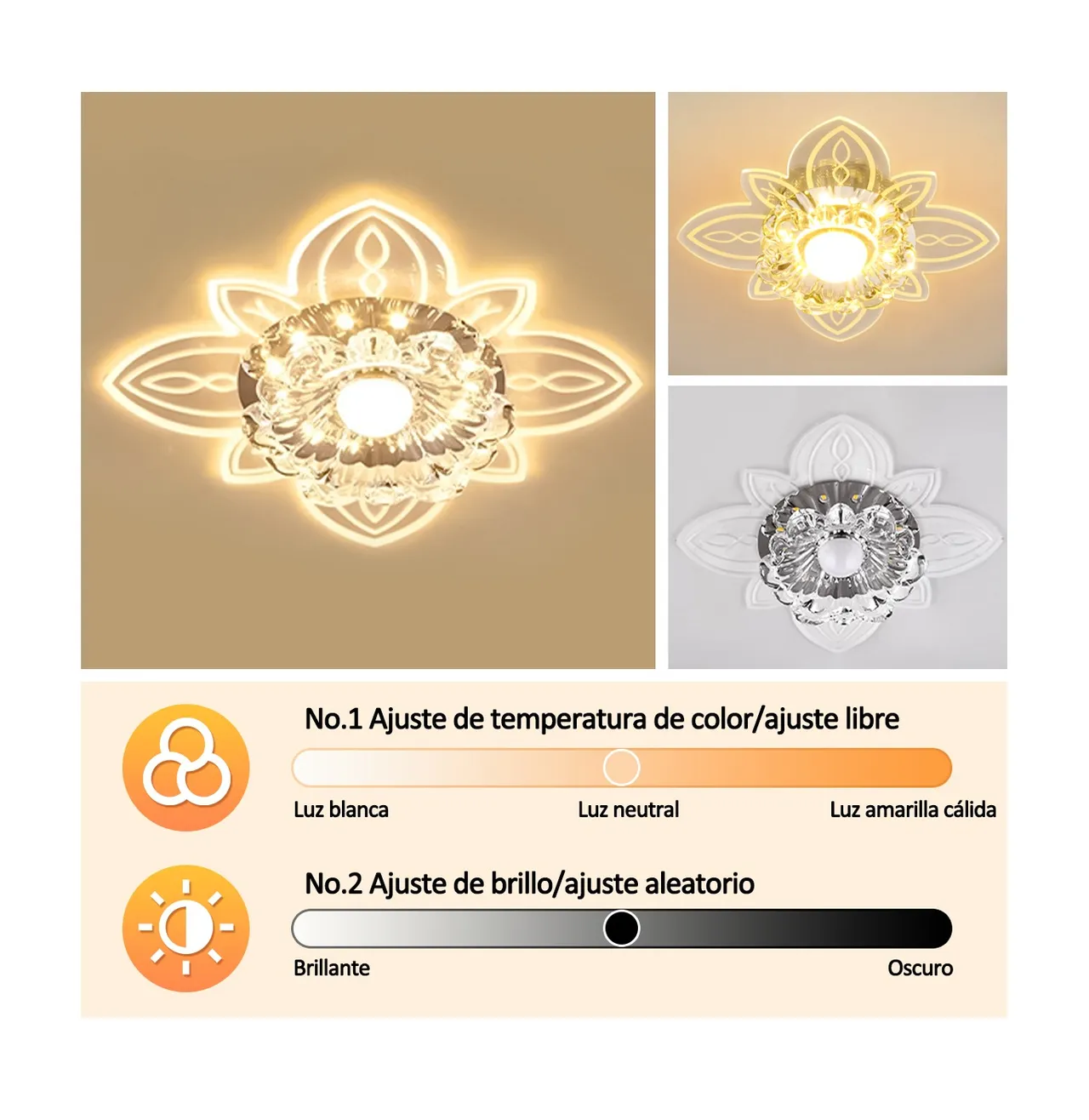 Foto 5 pulgar | Lámpara De Techo Colgante Moderna Decorativa De Cristal Led