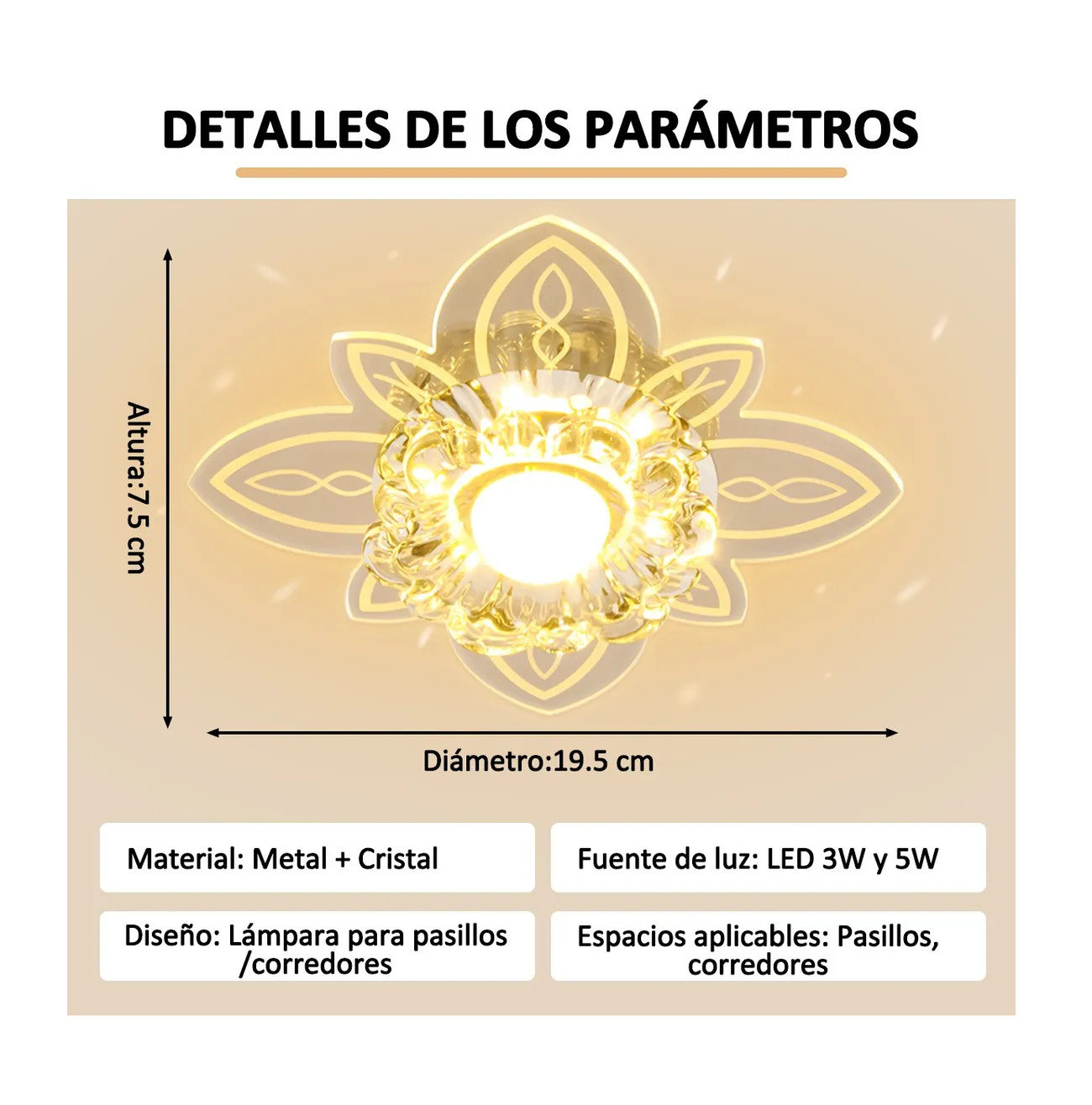 Foto 6 pulgar | Lámpara De Techo Colgante Moderna Decorativa De Cristal Led