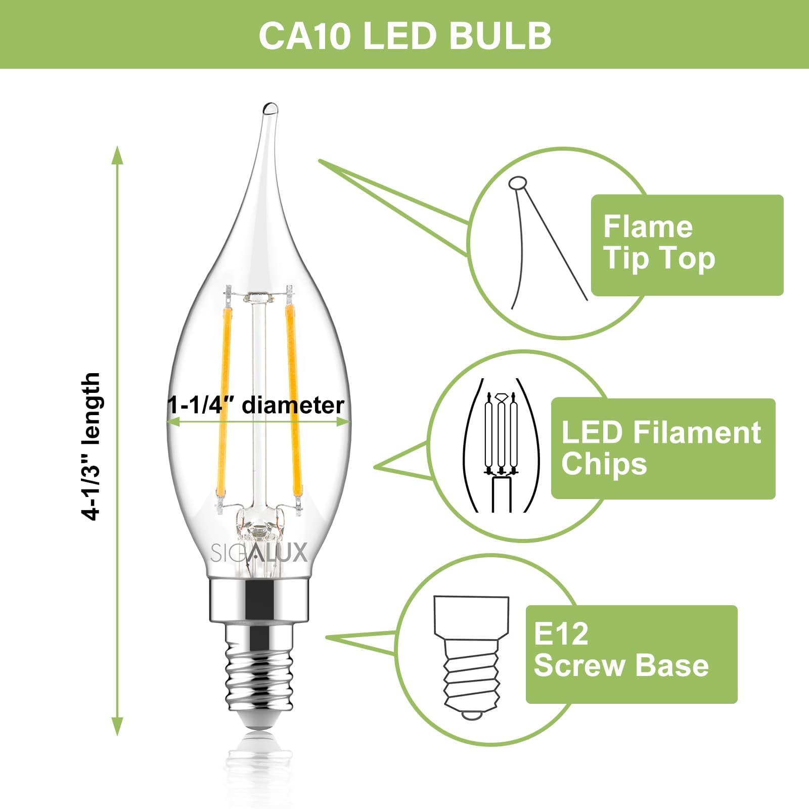 Foto 7 pulgar | Bombillas Led Sigalux Candelabra E12 De 40 W  Regulables  5000 K  Paquete De 12 - Venta Internacional.
