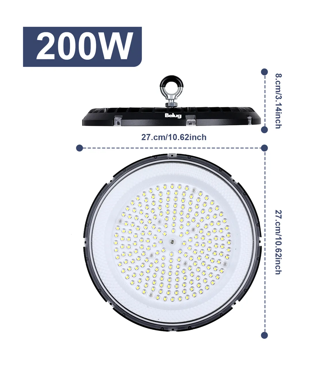 Foto 4 | ''lampara Led Industrial 200w High Bay Industrial Negro ''