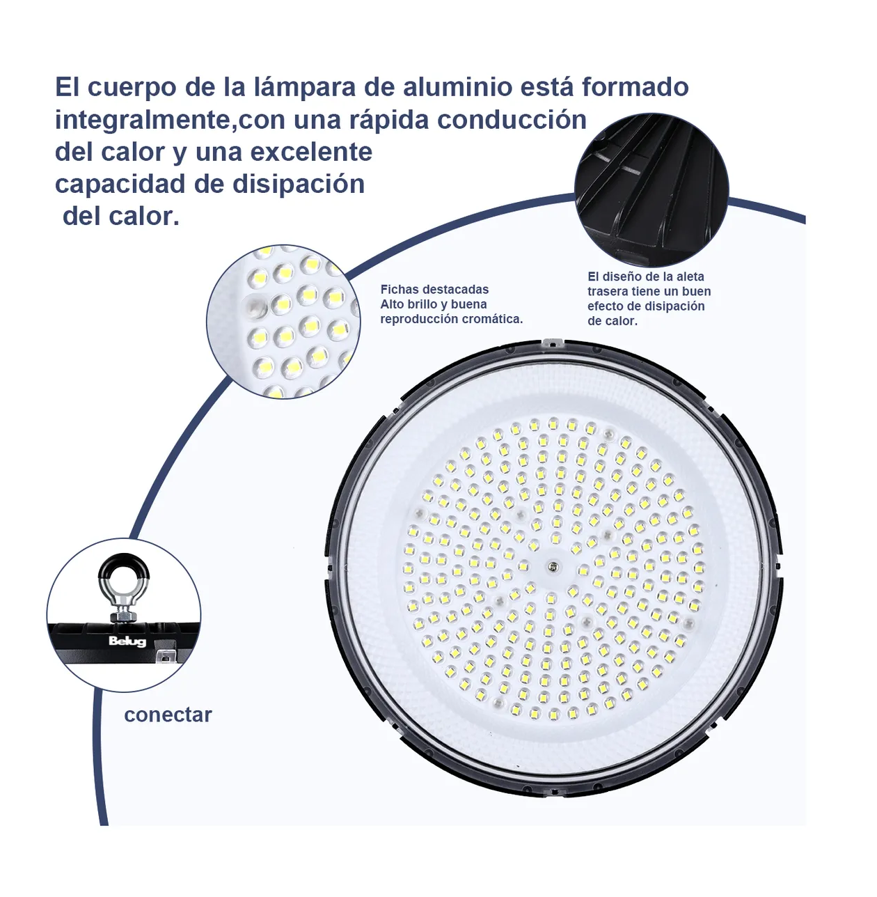 Foto 6 pulgar | ''lampara Led Industrial 200w High Bay Industrial Negro ''