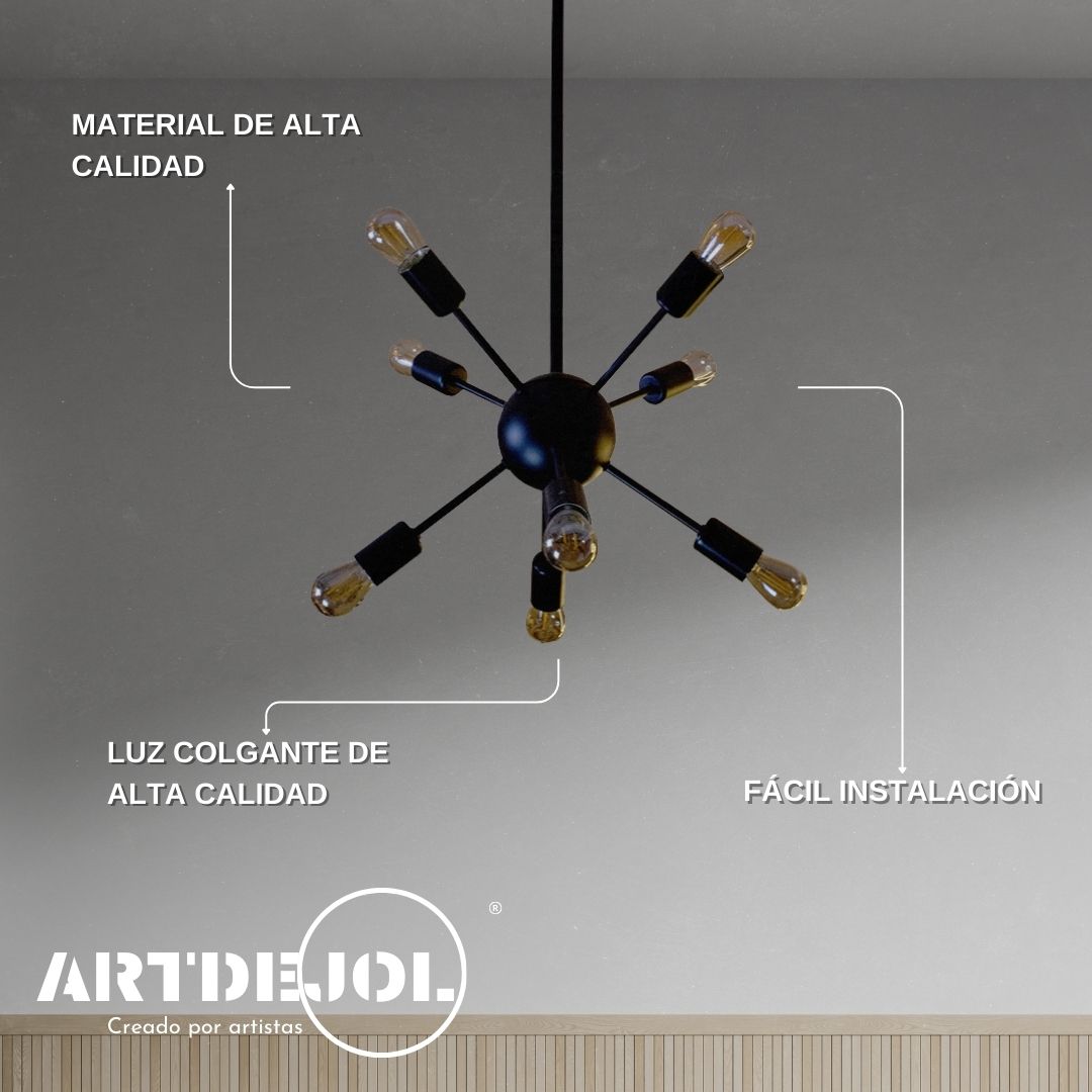 Foto 4 pulgar | Lámpara Colgante Saterite 8 Socket Negro