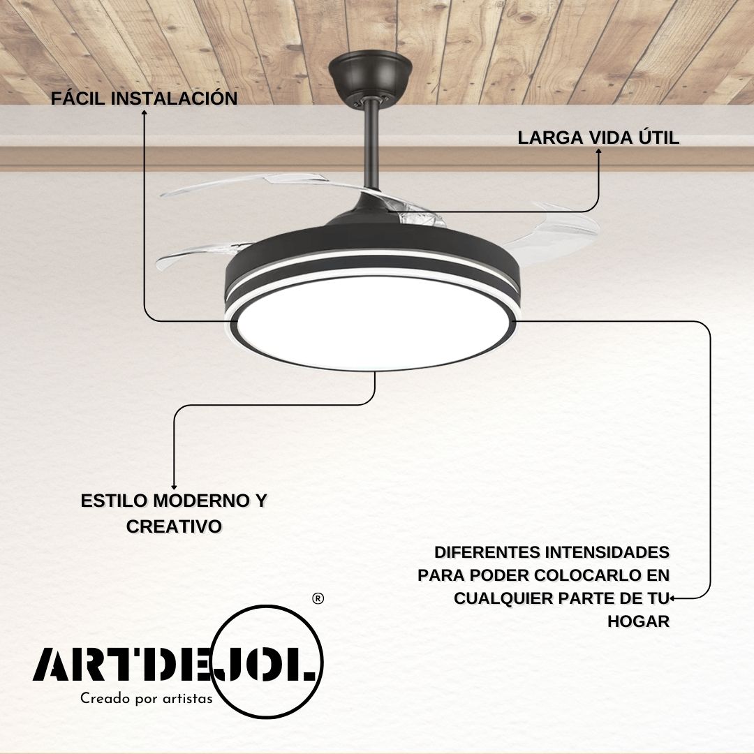 Foto 3 pulgar | Lámpara Ventilador Techo 4 Hojas Aro 3 Temperaturas