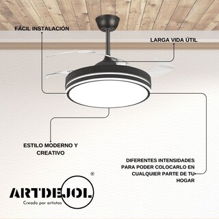 Foto 2 | Lámpara Ventilador Techo 4 Hojas Aro 3 Temperaturas