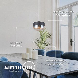 Foto 3 | Lámpara Colgante Negro Mate Cilindro