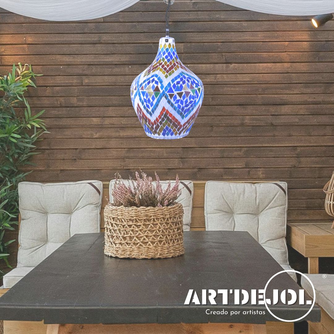 Foto 4 pulgar | Lámpara Colgante Vasija Cristal Multicolor Ideal para Decorar Sala Comedor Pasillos Escaleras