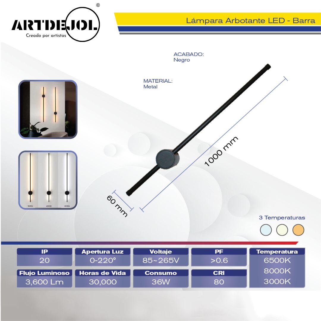 Foto 4 pulgar | Barra Arbotante para Pared Led Tres Temperaturas