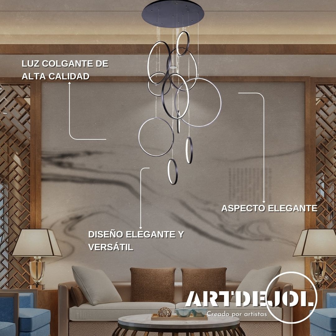 Foto 3 | Lámpara Colgante 2+3+5 Aros Led Tres Temperaturas