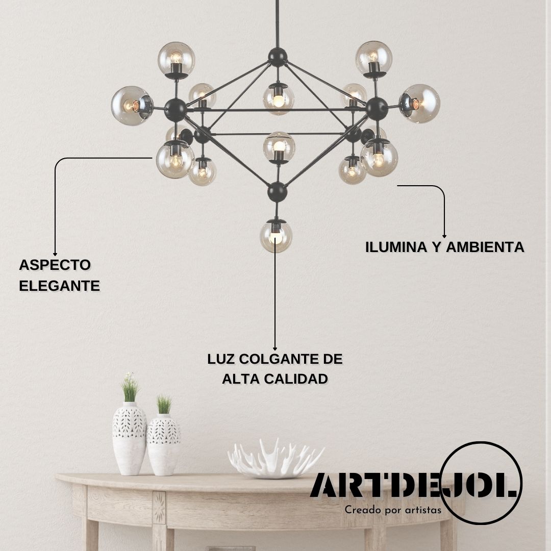 Foto 4 pulgar | Candelabro 15 Esferas Negro 15*130 Mm