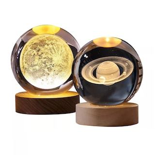 Foto 1 | 2pcs Bolas De Cristal Luz De Noche Luna Y Saturno Eo Safe Imports Esi-16908 Transparente