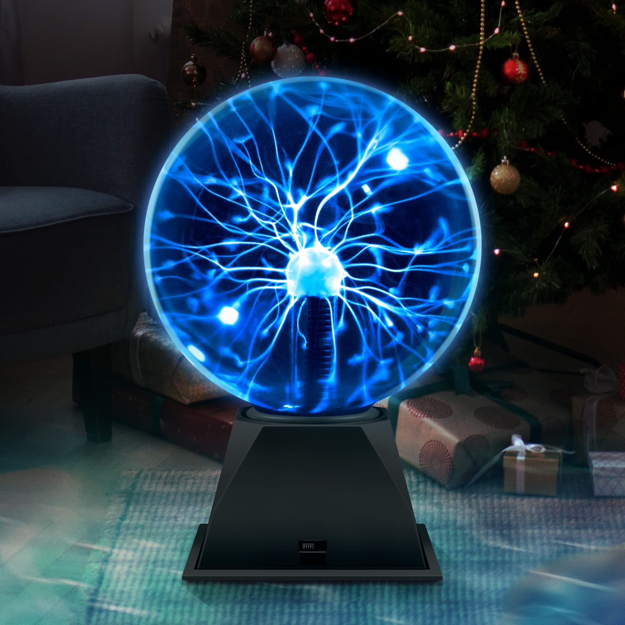 Foto 2 | Lámpara De Bola De Plasma Flashmen, 15 Cm, Sensible Al Tacto Y Al Sonido, Azul - Venta Internacional.