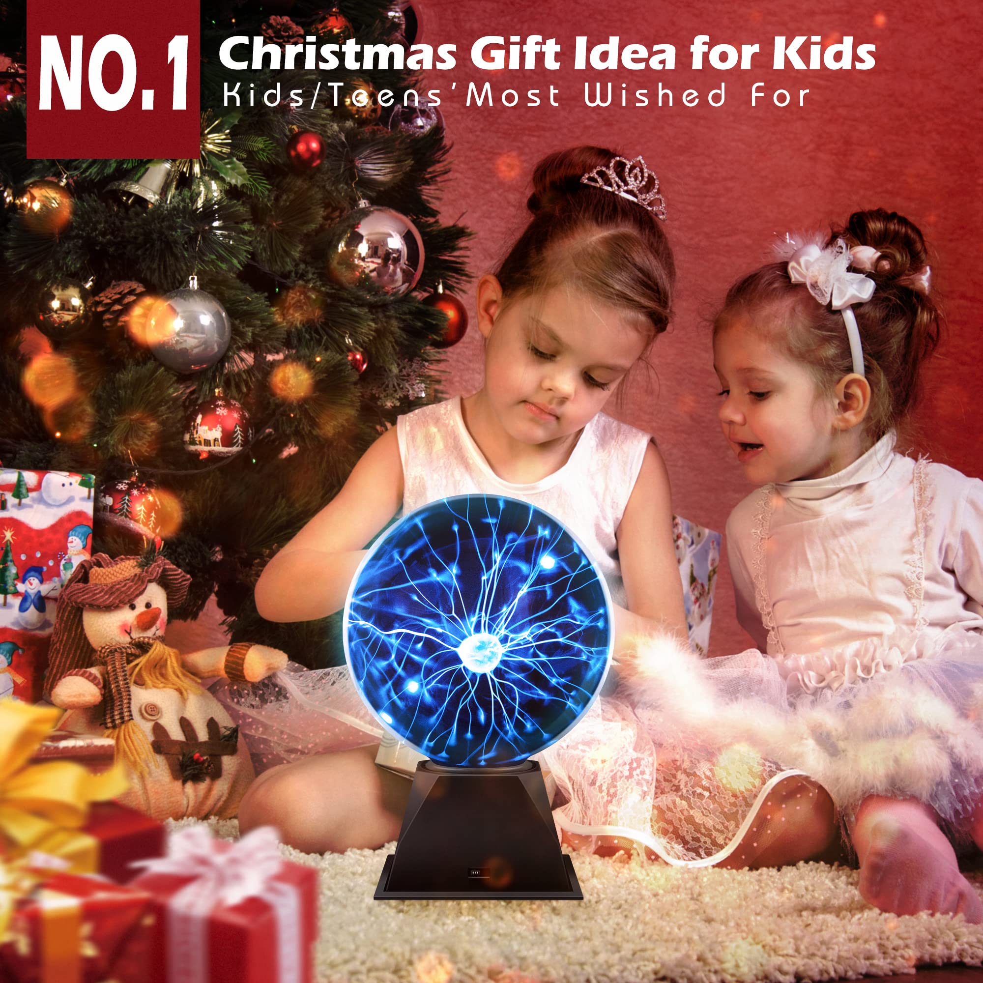 Foto 3 | Lámpara De Bola De Plasma Flashmen, 15 Cm, Sensible Al Tacto Y Al Sonido, Azul - Venta Internacional.