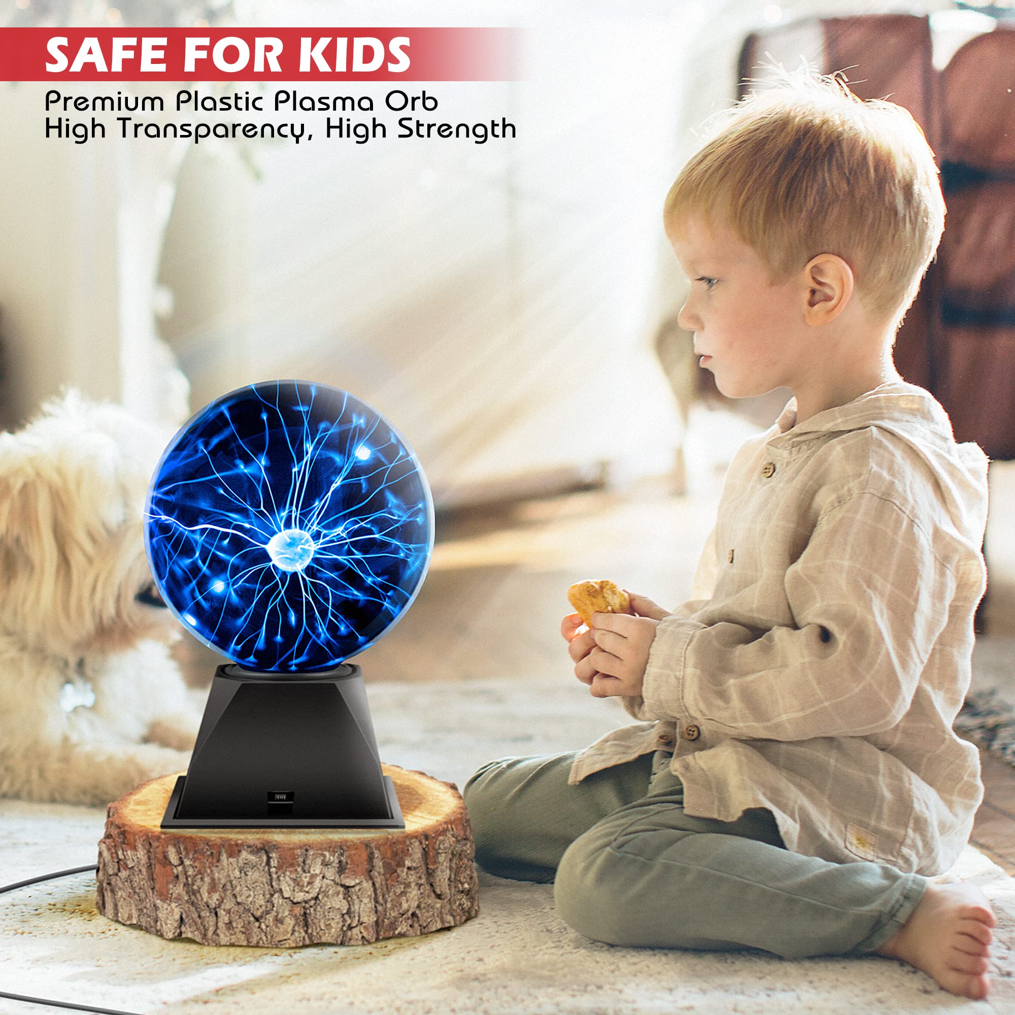 Foto 4 | Lámpara De Bola De Plasma Flashmen, 15 Cm, Sensible Al Tacto Y Al Sonido, Azul - Venta Internacional.