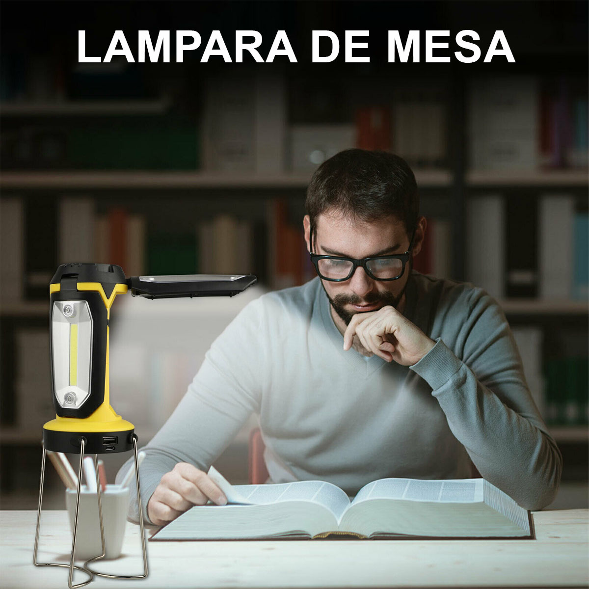 Foto 5 pulgar | Lampara De Emergencia Led Usb Recargable Con Power Bank Linterna Multiusos Trabajo Hogar Camping Color Amarillo