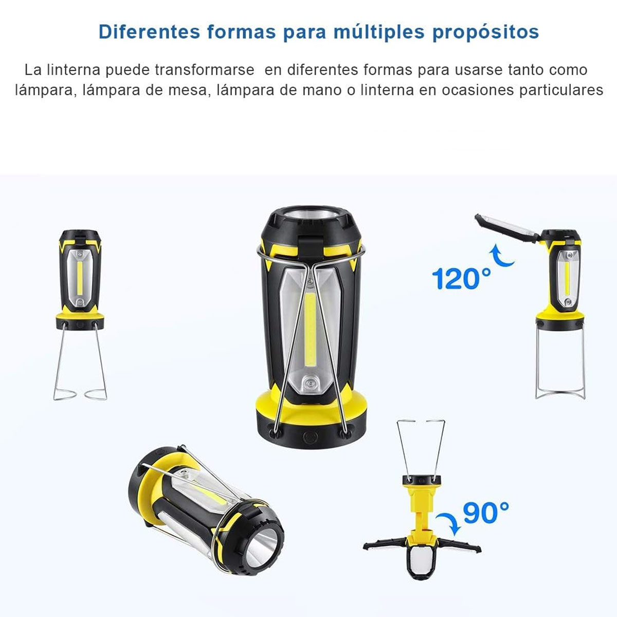 Foto 7 pulgar | Lampara De Emergencia Led Usb Recargable Con Power Bank Linterna Multiusos Trabajo Hogar Camping Color Amarillo