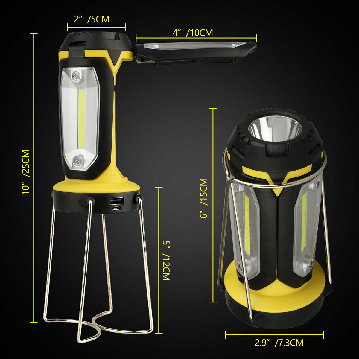 Foto 8 pulgar | Lampara De Emergencia Led Usb Recargable Con Power Bank Linterna Multiusos Trabajo Hogar Camping Color Amarillo