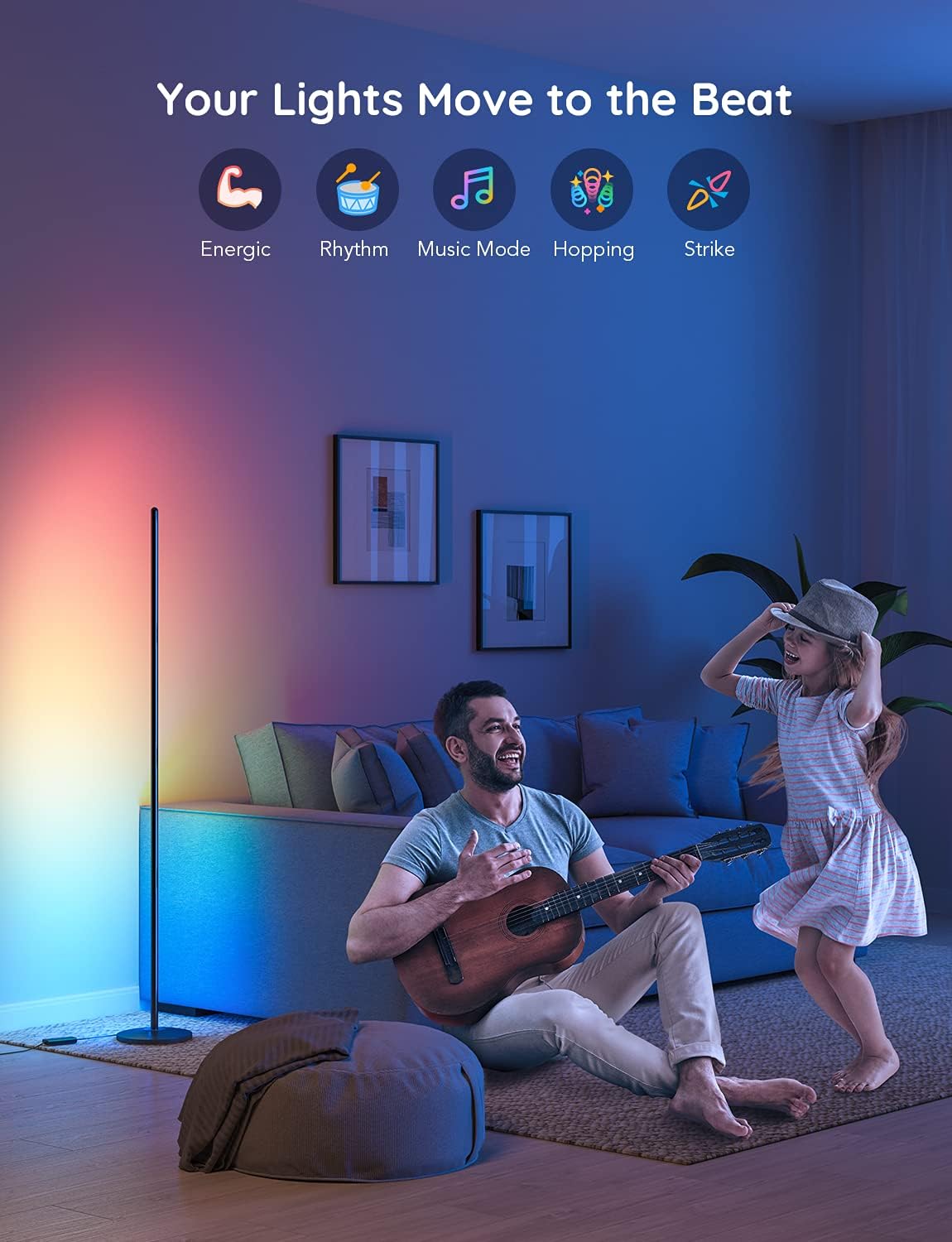 Foto 5 | Lámpara De Pie Govee Rgbic Led Corner Works Con Alexa Black - Venta Internacional.
