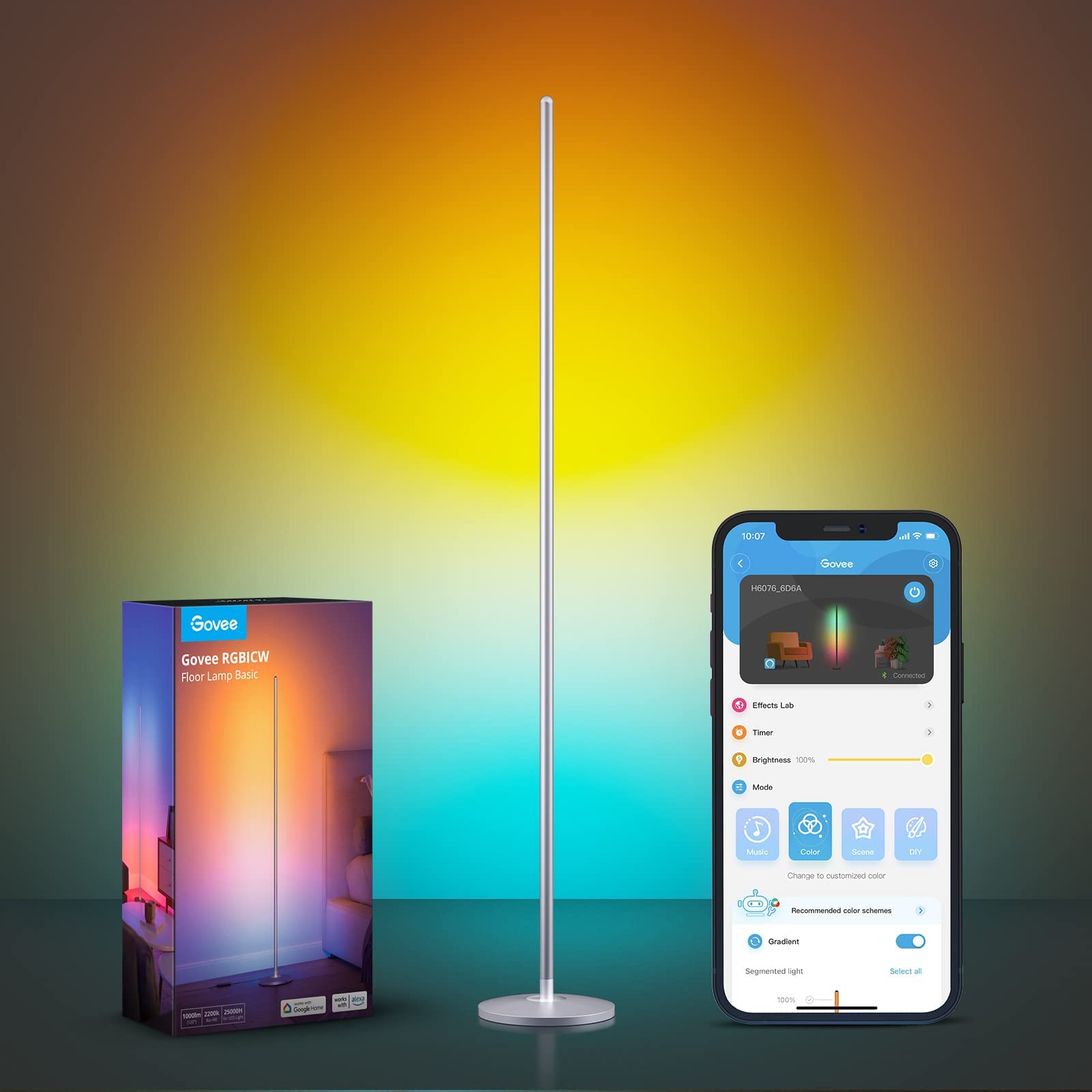 Foto 1 | Lámpara De Pie Govee Rgbic Led Corner Smart Modern Silver - Venta Internacional.