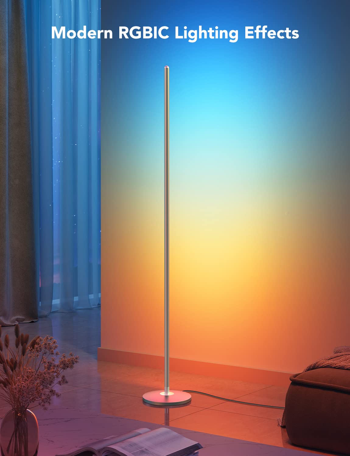 Foto 3 pulgar | Lámpara De Pie Govee Rgbic Led Corner Smart Modern Silver - Venta Internacional.