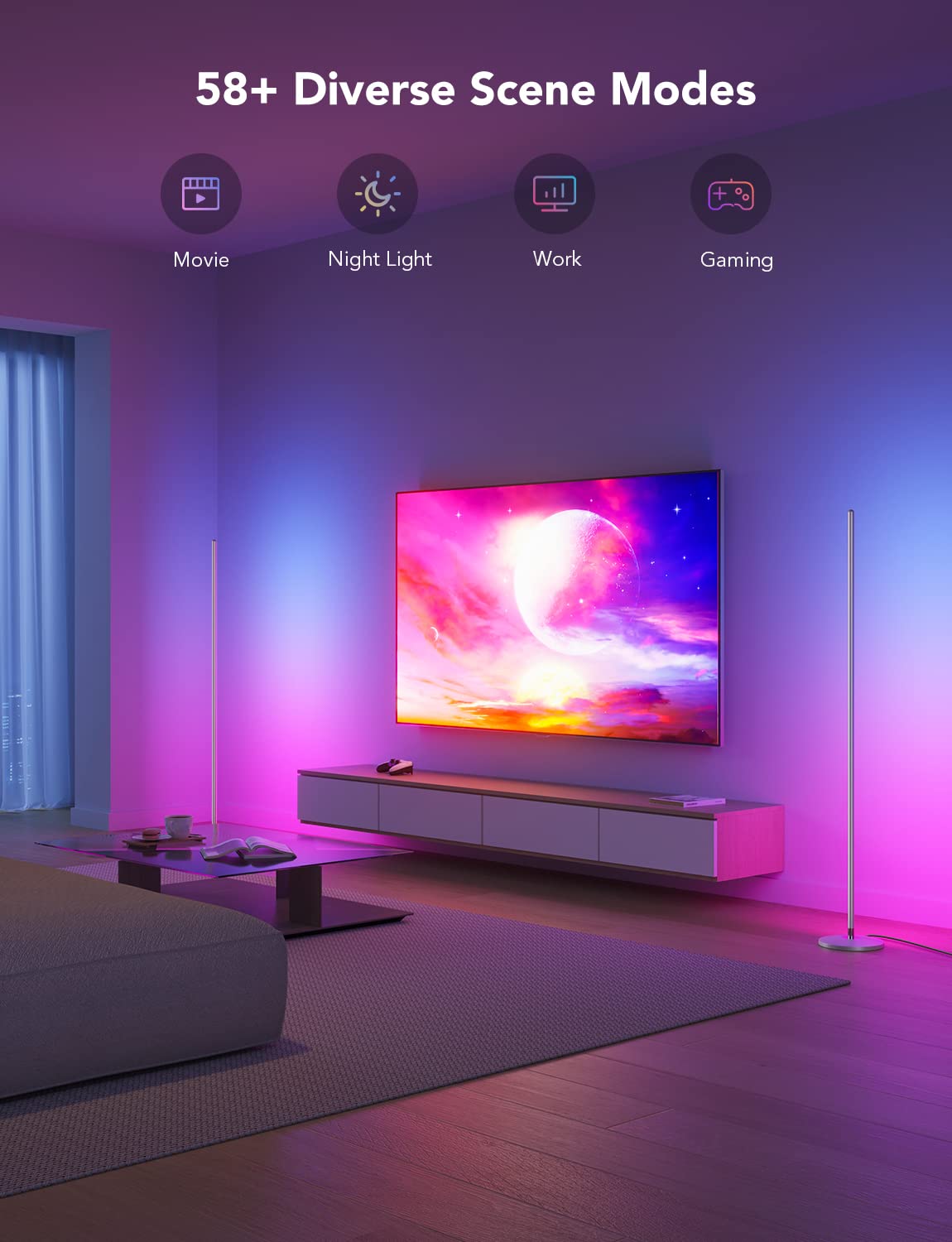 Foto 4 pulgar | Lámpara De Pie Govee Rgbic Led Corner Smart Modern Silver - Venta Internacional.