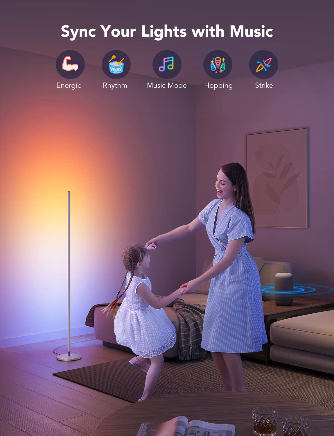 Foto 5 | Lámpara De Pie Govee Rgbic Led Corner Smart Modern Silver - Venta Internacional.