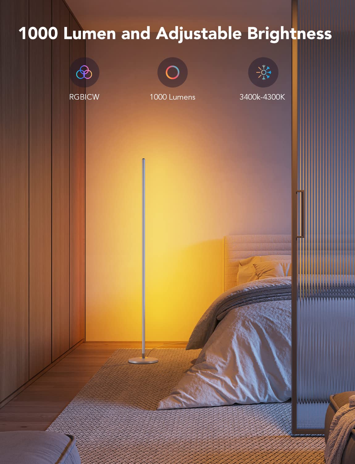 Foto 7 pulgar | Lámpara De Pie Govee Rgbic Led Corner Smart Modern Silver - Venta Internacional.