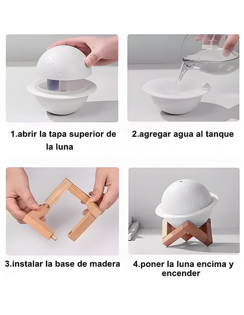 Foto 3 | Humidificador Difusor Lámpara Forma Planeta Luna Con 3 Modos