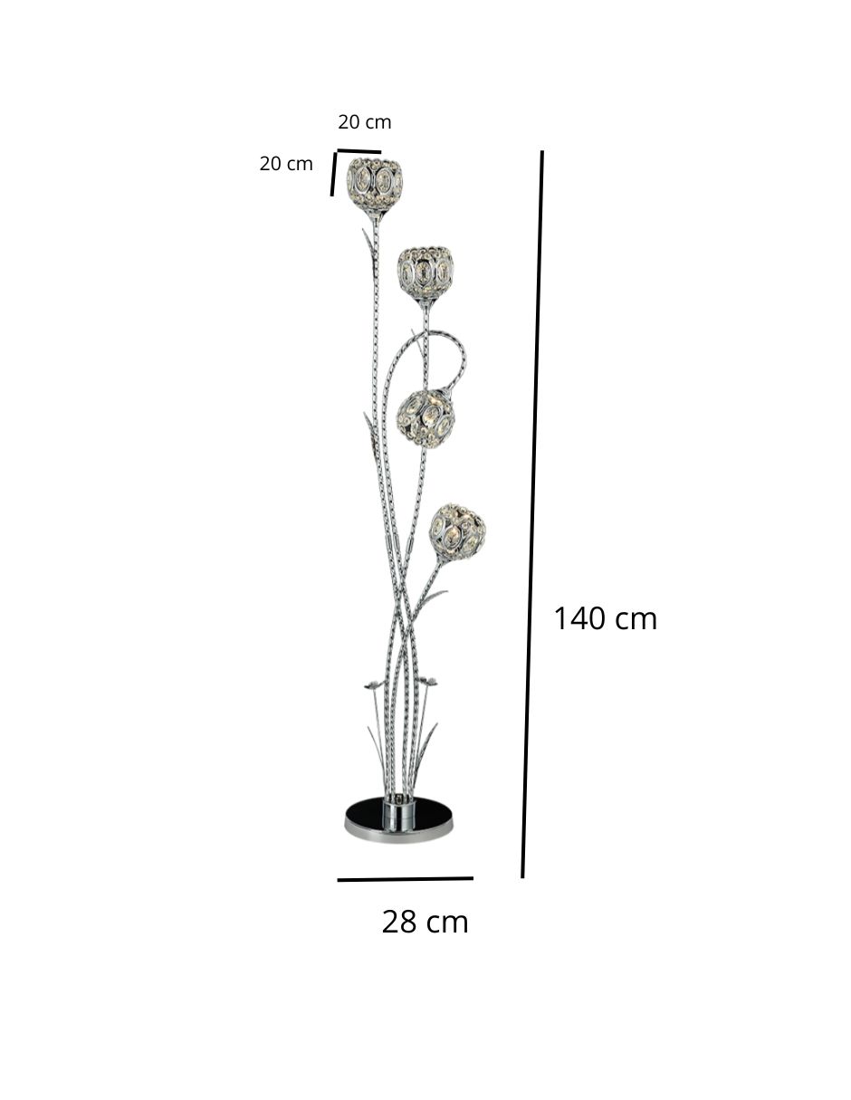 Foto 4 pulgar | Lámpara de Piso Plateada de 4 Luces LED Moderna