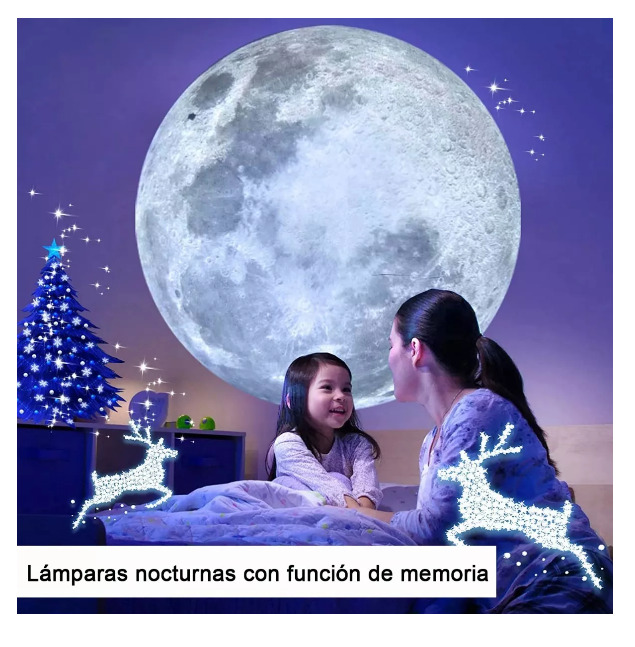 Foto 4 | Proyector De Lámpara De Luna, Luz Nocturna Giratoria De 360° Negro