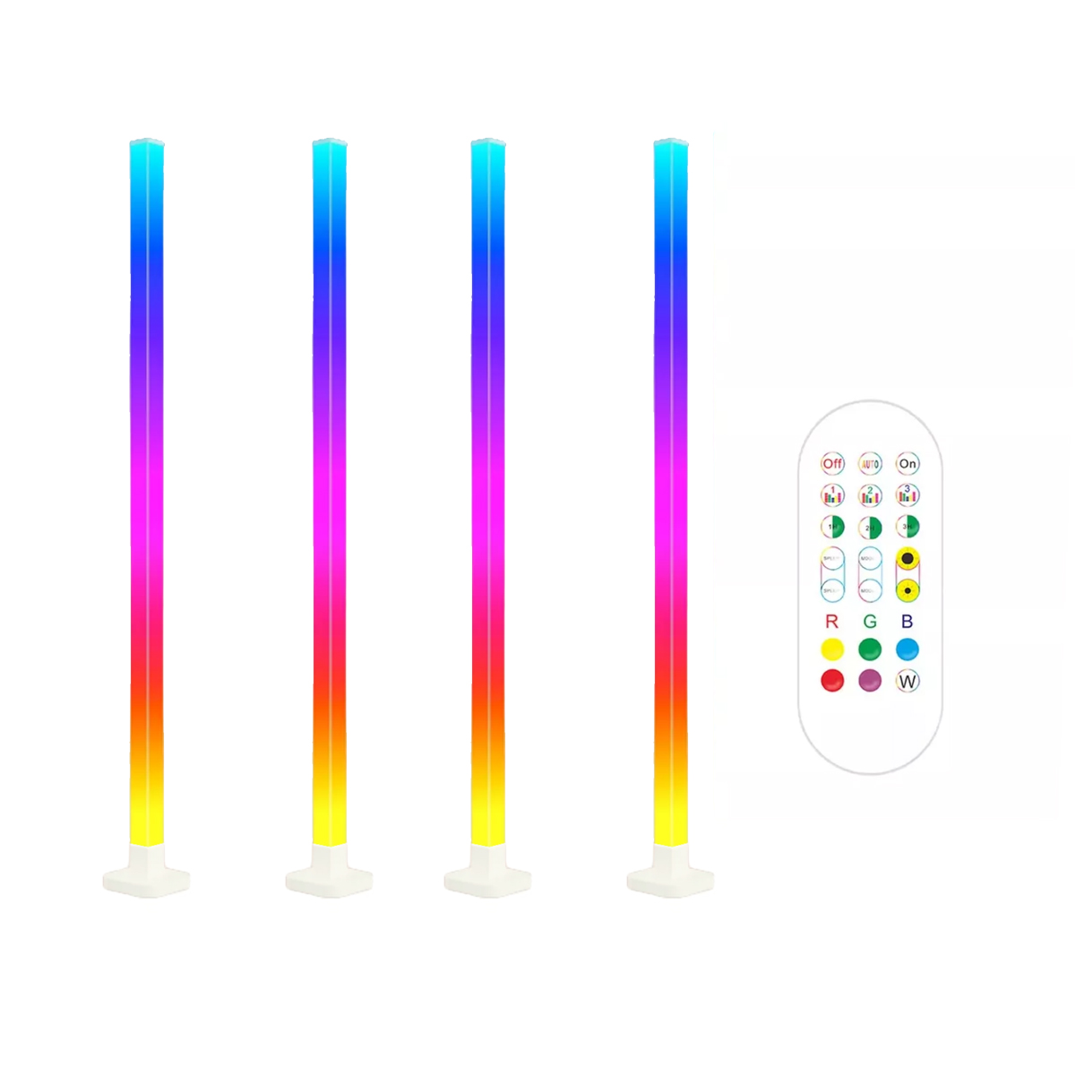 Lampara de Piso Rgb 1.5m Modos de Luz Audio Rítmica Control Remoto 4 Pack