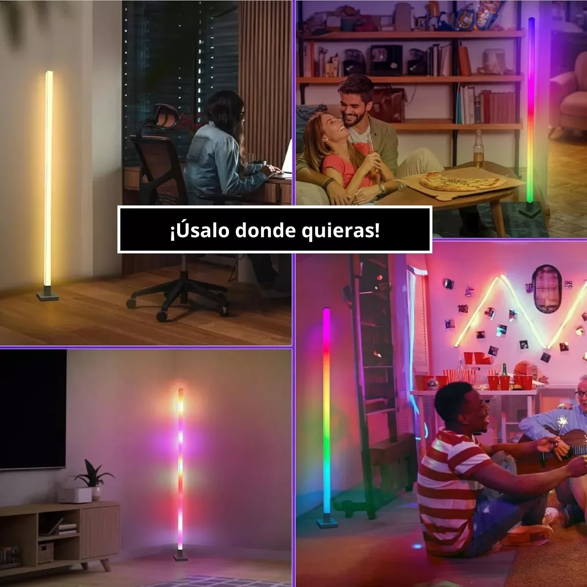 Foto 4 pulgar | Lampara de Piso Rgb 1.5m Modos de Luz Audio Rítmica Control Remoto 4 Pack