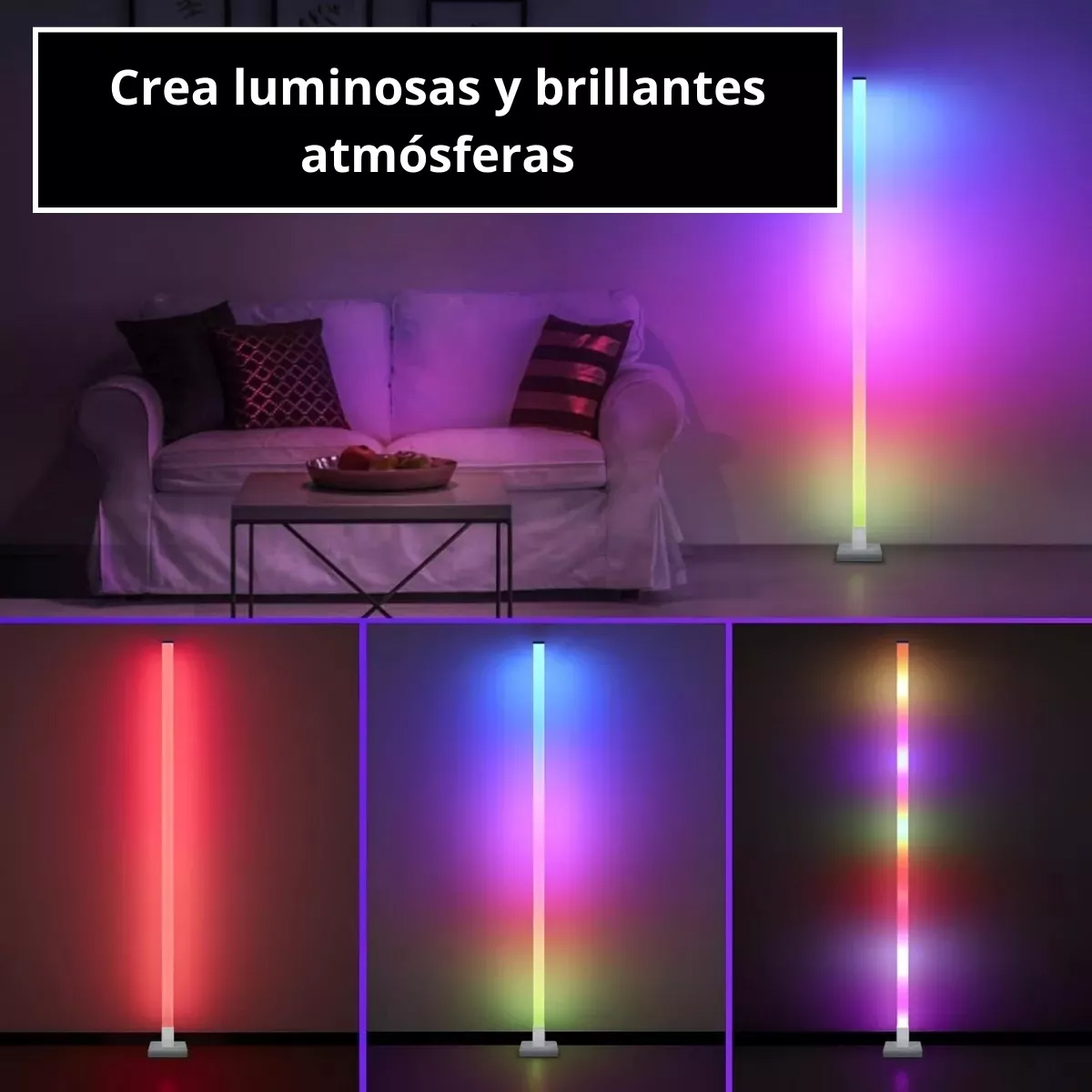 Foto 5 pulgar | Lampara de Piso Rgb 1.5m Modos de Luz Audio Rítmica Control Remoto 4 Pack