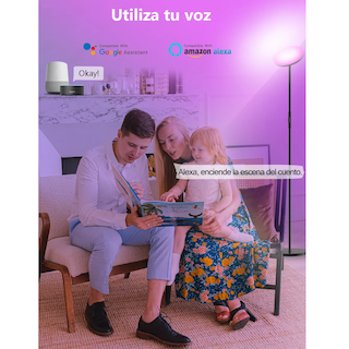 Foto 2 | Wifi Lamparas De Pies Modernas Rgb Led Alexa Google Eo Safe Imports Esi-18443 Negro