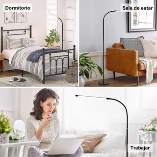 Foto 3 | Moderna Lámpara De Piso Ajustable Con Luz De Lectura Moderna Blanco Calido Eo Safe Imports Esi-18445 Negro