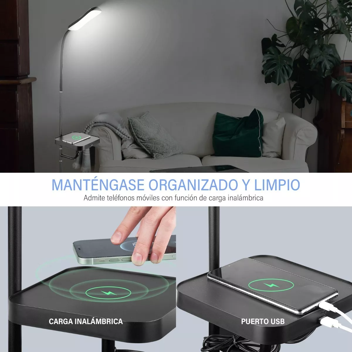 Foto 4 pulgar | Lámpara de Piso App Control con Cargador Inalámbrica Eo Safe Imports Esi-18442 Negro