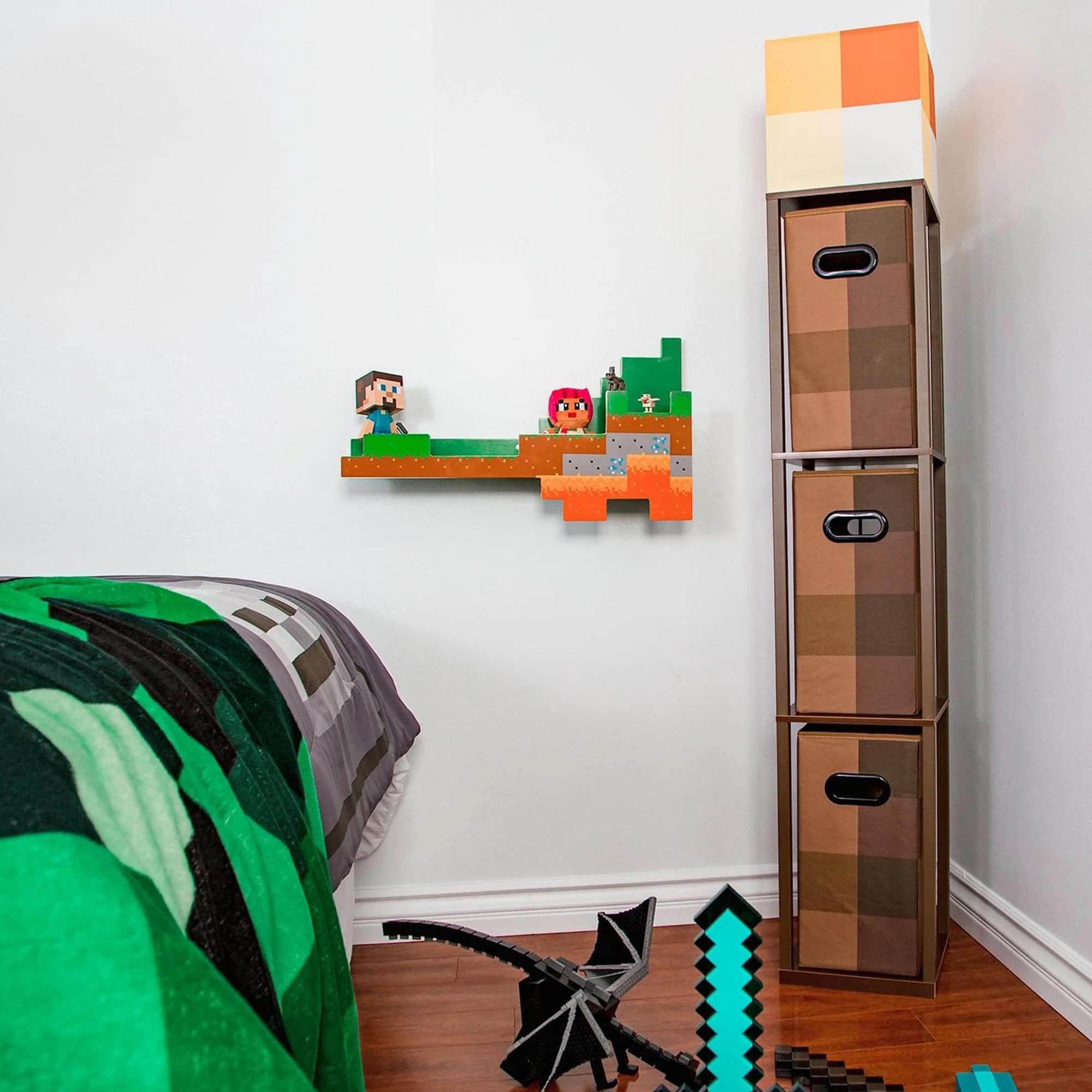 Foto 5 | Lámpara De Pie Y Unidad De Almacenamiento Minecraft Brownstone Torch - Venta Internacional.