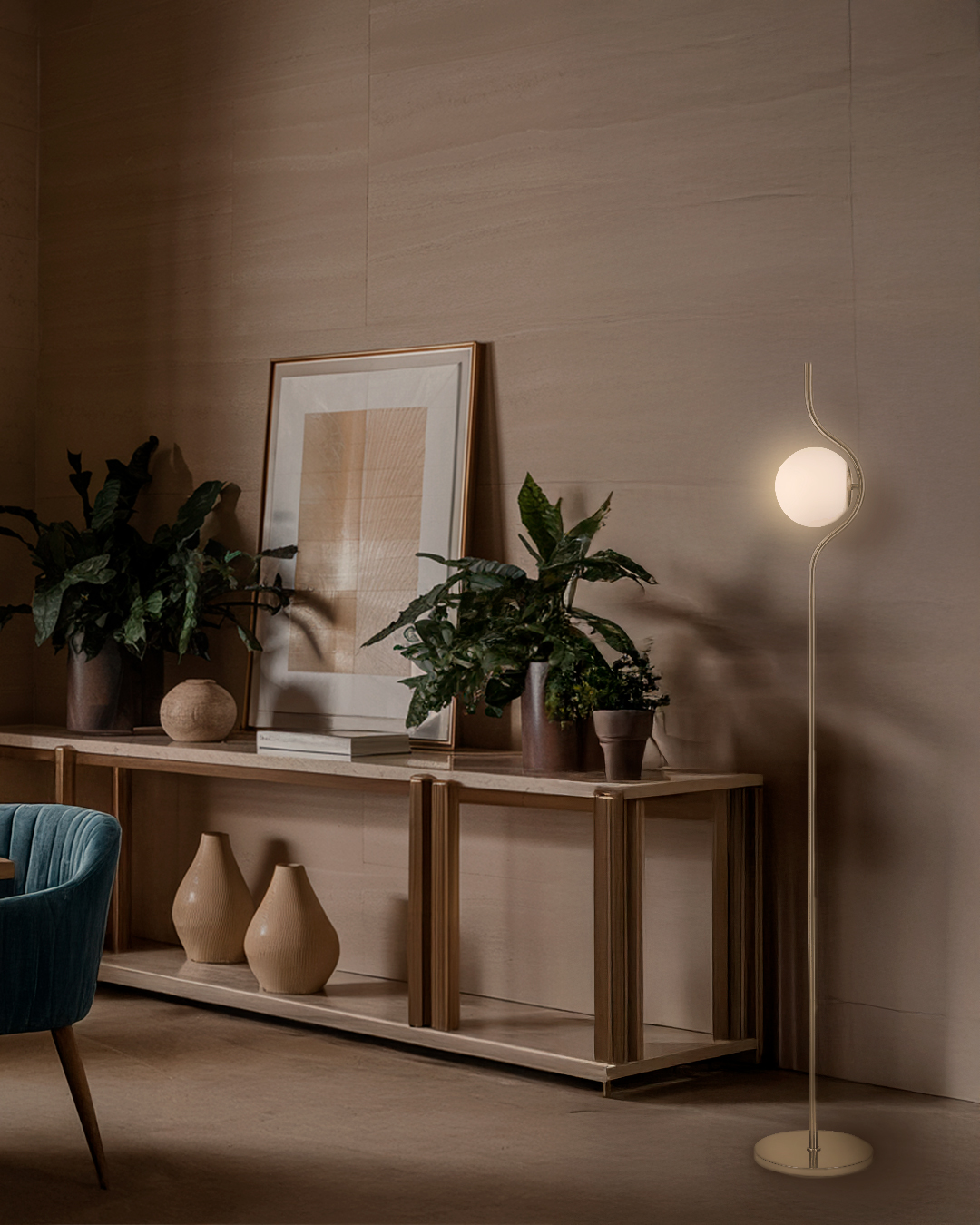 Foto 7 pulgar | Lámpara de Piso Mil Luces Zibal Dorado