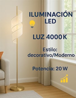 Foto 2 | Lámpara De Pie Decorativa Para Sala Cityluz – 20w Led