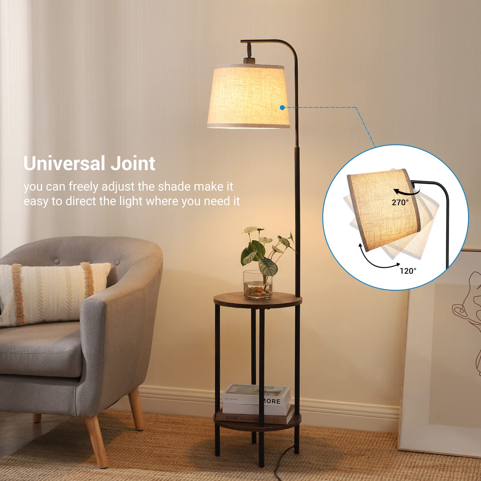 Foto 4 pulgar | Lámpara De Pie Dewenwils Con Mesa, Mesita De Noche Farmhouse De 157 Cm - Venta Internacional.