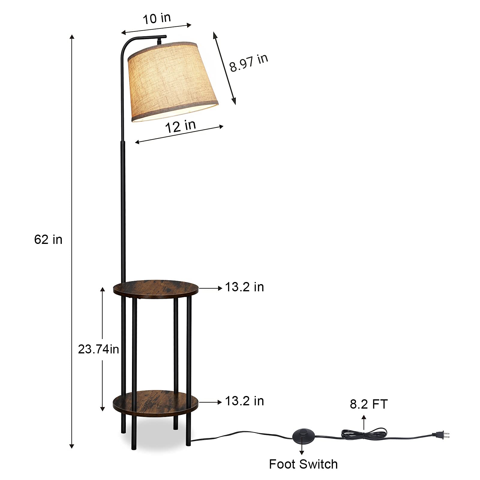 Foto 8 pulgar | Lámpara De Pie Dewenwils Con Mesa, Mesita De Noche Farmhouse De 157 Cm - Venta Internacional.