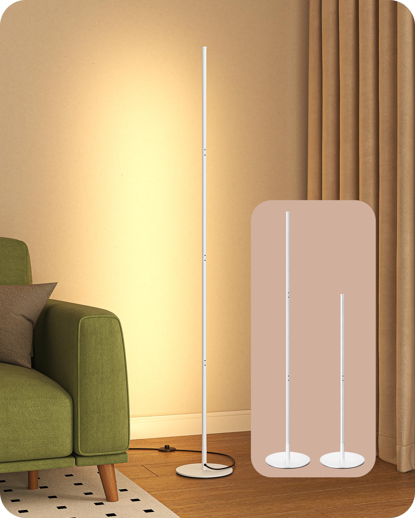 Foto 1 | Lámpara De Pie De Esquina Edishine Led De 1,46 M Con Altura Ajustable - Venta Internacional.