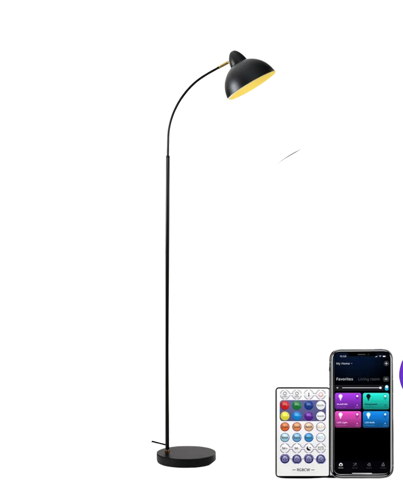 Foto 1 | Lámpara De Piso Moderna Wifi Rgb Led Alexa Google Home Incluye Foco Wifi Control Por App Control Por Voz