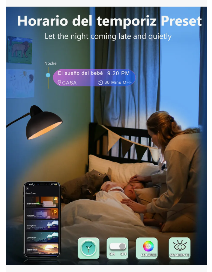 Foto 3 | Lámpara De Piso Moderna Wifi Rgb Led Alexa Google Home Incluye Foco Wifi Control Por App Control Por Voz