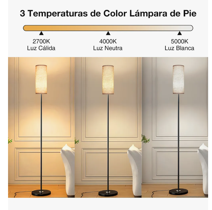 Foto 3 | Lámpara De Piso Moderna Led Incluye Foco Y 3 Temperatura De Color Lamparas Minimalista