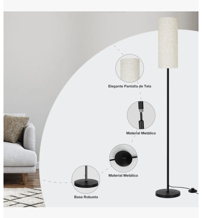 Foto 4 | Lámpara De Piso Moderna Led Incluye Foco Y 3 Temperatura De Color Lamparas Minimalista