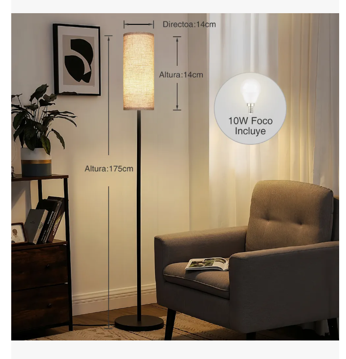 Foto 5 | Lámpara De Piso Moderna Led Incluye Foco Y 3 Temperatura De Color Lamparas Minimalista