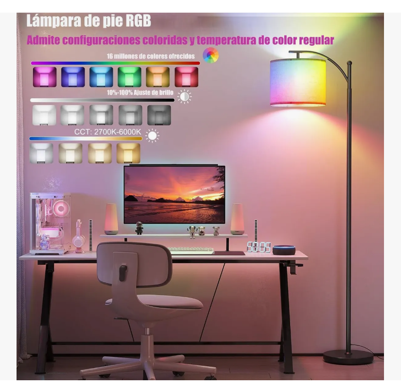 Foto 5 | Lámparas De Piso 3 Temperaturas Color Regulable Con Bombilla