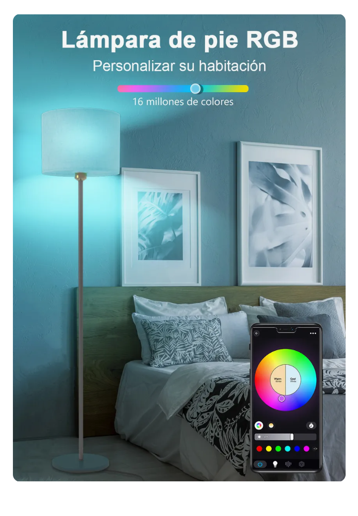 Foto 5 pulgar | Lampara De Pie Moderna Wifi Led Rgb Alexa Google Home Control Por App