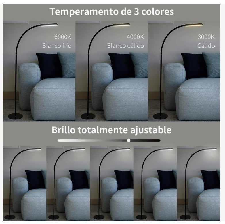 Foto 3 | Lámpara Regulable Led De Piso Táctil Con Control Remoto